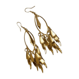 Fashion Dangle Drop Earrings, Gold-Tone Metal, Cascading Leaf Design E01