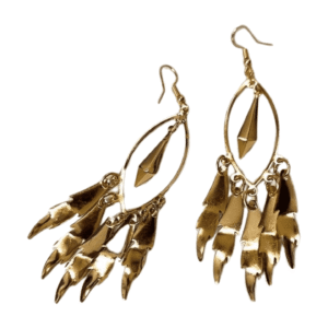 Fashion Dangle Drop Earrings, Gold-Tone Metal, Cascading Leaf Design E01