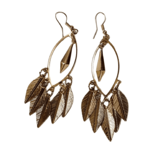 Gold-Plated Chandelier Drop Earrings, 7.5 cm Length, Cascading Spiral Disc Design with Fish Hook Closure e05