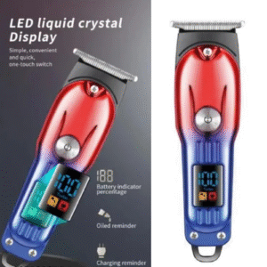 GEEMY Professional Hair Clipper, LED Display, Two-Step Adjustment, USB Charging, Red and Blue
