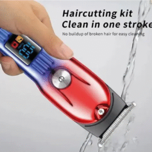 GEEMY Professional Hair Clipper, LED Display, Two-Step Adjustment, USB Charging, Red and Blue