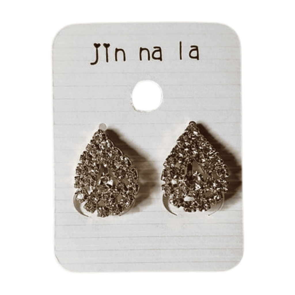 Jin na la Teardrop Crystal Stud Earrings, Gold-Plated Clip-On Design H1