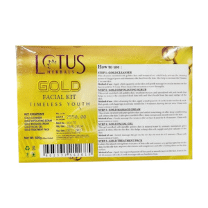 LOTUS HERBALS FACIAL KIT, Radiant Gold Facial Kit, 24K Gold Revitalizing Effect, Cellular Glow, All Skin Types 600G
