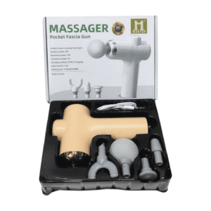 MAXTOP PROFESSIONAL MASSAGE POCKET FASCIA GUN, BRUSHLESS MOTOR, QUIET REDUCTION, SIX GEAR ADJUSTMENT, SMALL AND PORTABLE, 4 SPECIALTY MASSAGE HEADS. [YELLOW] T08