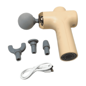 MAXTOP PROFESSIONAL MASSAGE POCKET FASCIA GUN, BRUSHLESS MOTOR, QUIET REDUCTION, SIX GEAR ADJUSTMENT, SMALL AND PORTABLE, 4 SPECIALTY MASSAGE HEADS. [YELLOW] T08