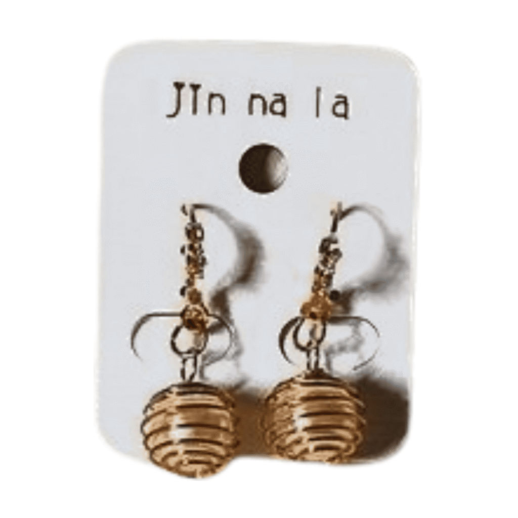 Spiral Ball Drop Leverback Earrings, Gold-Toned, Crystal Accents round earing 01